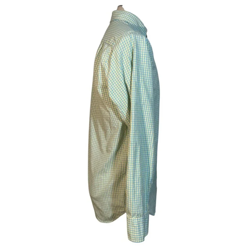 J Crew Mens Shirt Cotton Tailored Fit Plaid Button Down Size Small Yellow Blue - Picture 6 of 9